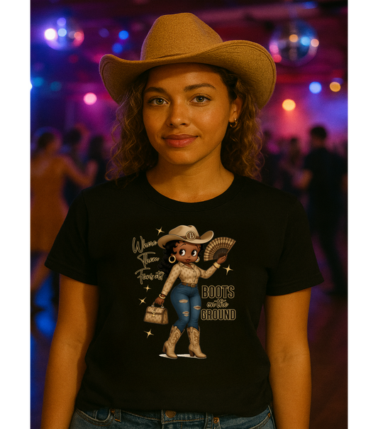 Where them Fans at, Boots on the Ground, Betty Boop Graphic T-Shirt